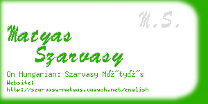 matyas szarvasy business card